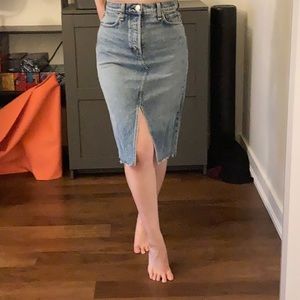 NWT Rag And Bone Farrow Midi Denim Skirt 26
